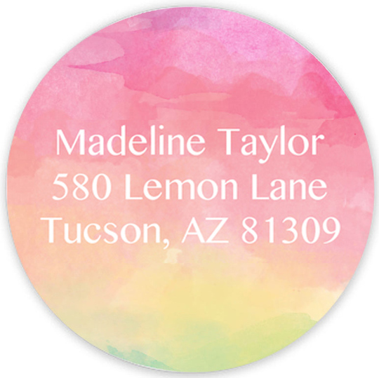 Rainbow Watercolor Round Address Labels